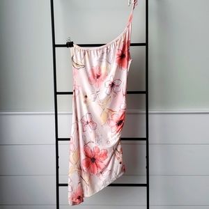 One Shoulder Dress Pink and White